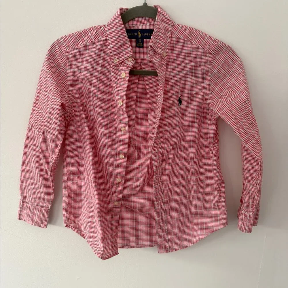 Ralph Lauren kids Red Plaid Button Down Shirt size small